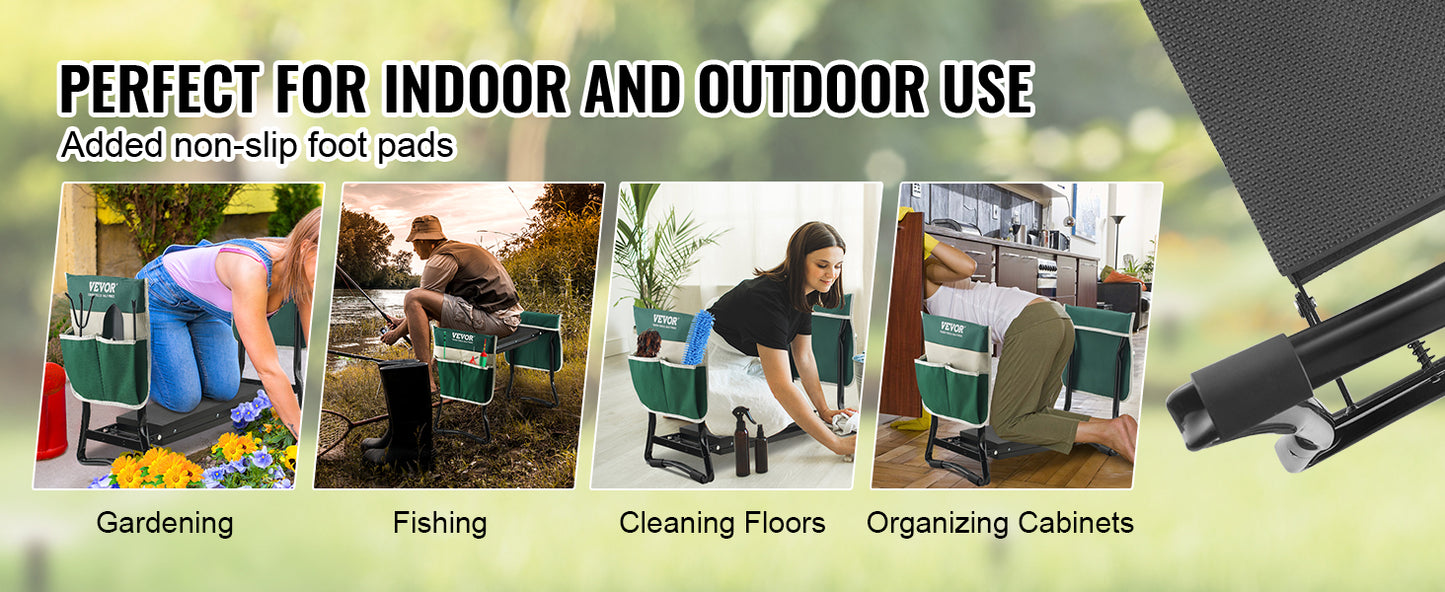 VEVOR Garden Kneeler and Seat 330 lbs Load Capacity 8/10" EVA Wide Pad Foldable Garden Stool Kneeling Bench for Gardening